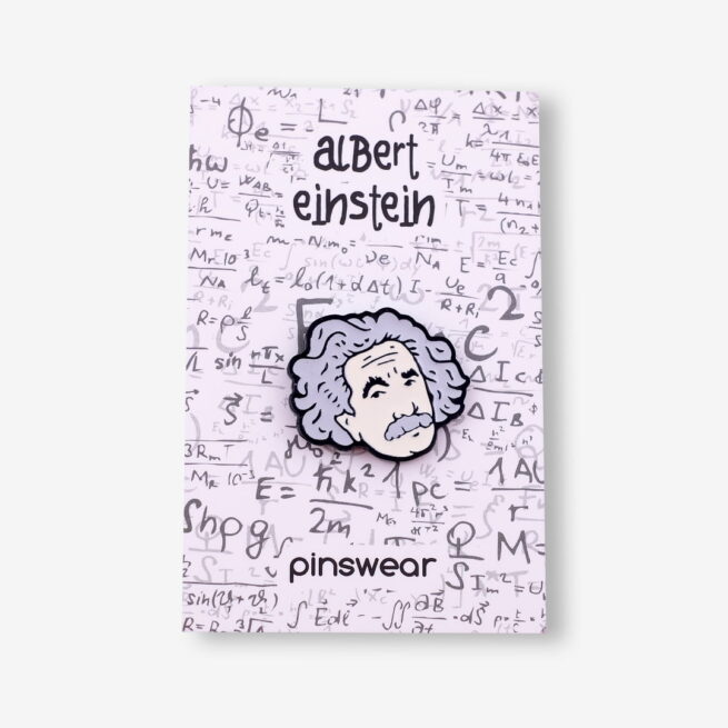 Metalowa przypinka portret Alberta Ensteina od producenta ręcznie malowanych pinow od Pinswear