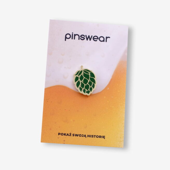 Metalowa przypinka pin szyszka chmielu od producenta ręcznie malowanych pinow od Pinswear