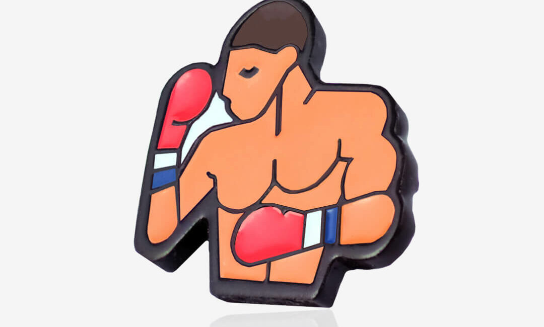 Hand-painted 'Boxer' enamel pin from Pinswear